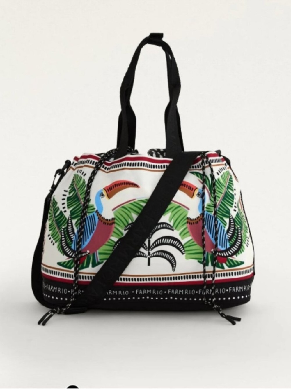 FARM Rio x Anthropologie White Tropical Toucan w/Foliage Destiny Tote, NWT - Picture 3 of 7